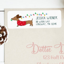 Navidades de Dachshund Luces Etiquetas de direccio