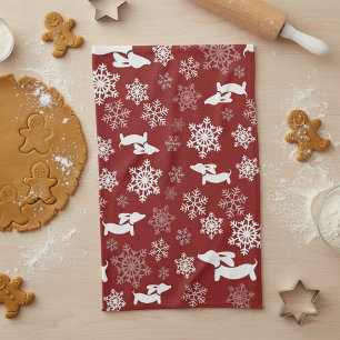 Navidades de Dachshund Toalla de Desh Rojo con Sop