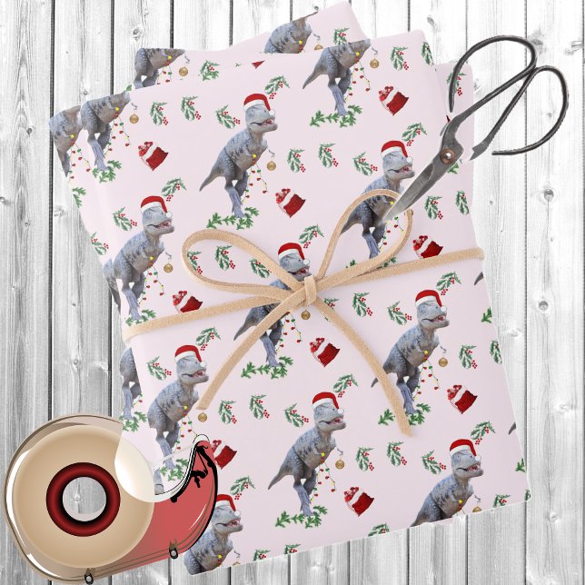 Navidades de dinosaurios envolviendo hojas de pape (Subido por el creador)