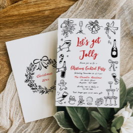 Navidades de Doodle Invitación a la fiesta de cóct