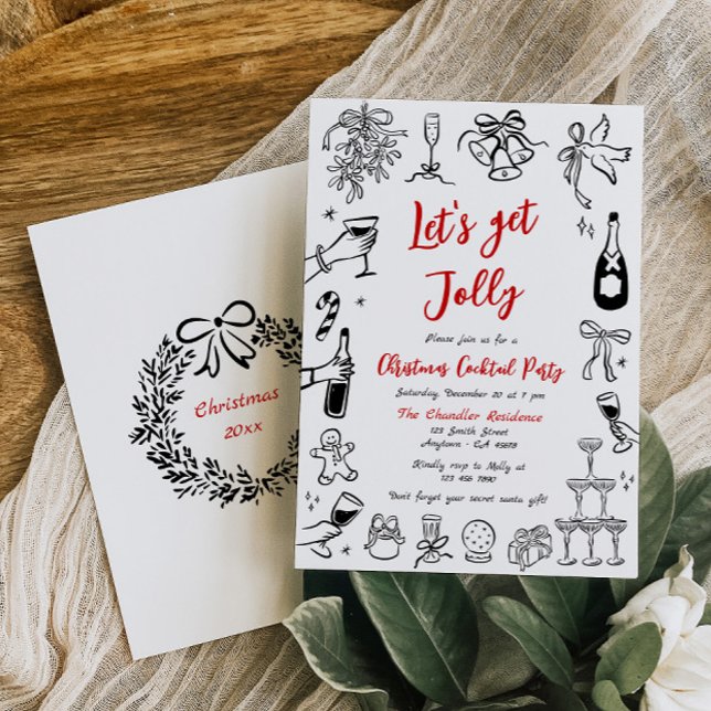 Navidades de Doodle Invitación a la fiesta de cóct (Subido por el creador)