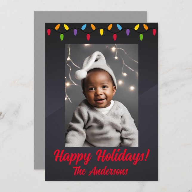 Navidades de dos hijos, ¡Felices Fiestas! tarjeta  (Anverso / Reverso)