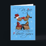 Navidades de Esposa Saludan Tarjeta Con Reno<br><div class="desc">Dos renos amorosos disfrutando su momento</div>