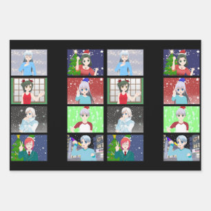 Navidades de estilo animado/hoja de papel de embal