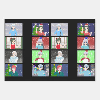 Navidades de estilo animado/hoja de papel de embal