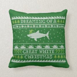 Navidades de estilo suéter feo almohada de tiburón