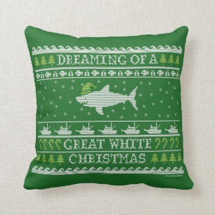 Navidades de estilo suéter feo almohada de tiburón
