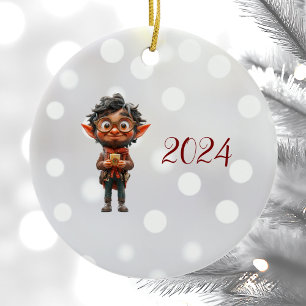 Navidades de fantasía Ornamento cerámico Elf