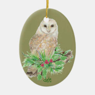 Navidades de fecha personalizado Ornamento de búho