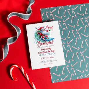 Navidades De Feliz Beachmas En La Invitación Del P