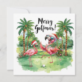 Navidades de Flamingo Golfer en el campo de golf