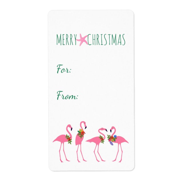 Navidades de Flamingo Grandes Pegatinas por regalo (Frente)