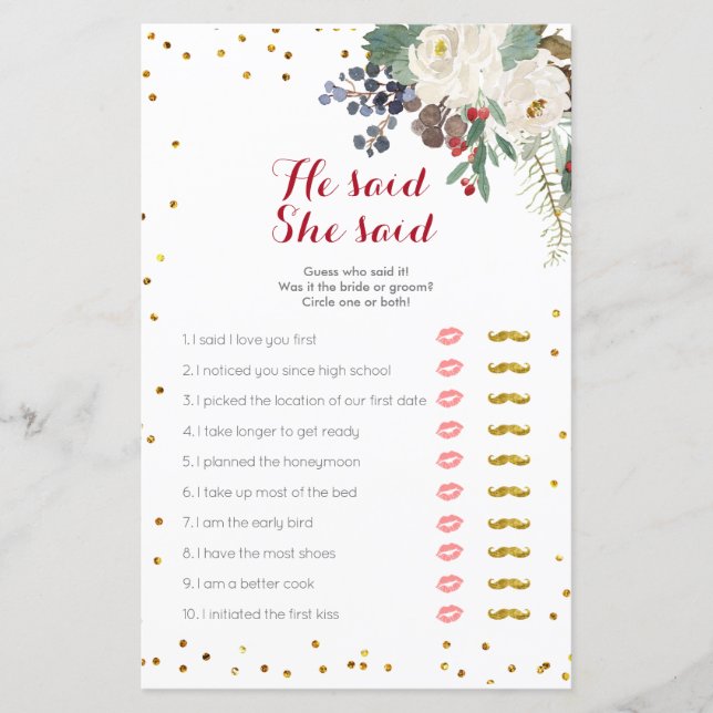 Navidades de Flores Blancas Dijo que dijo tarjeta  (Anverso)