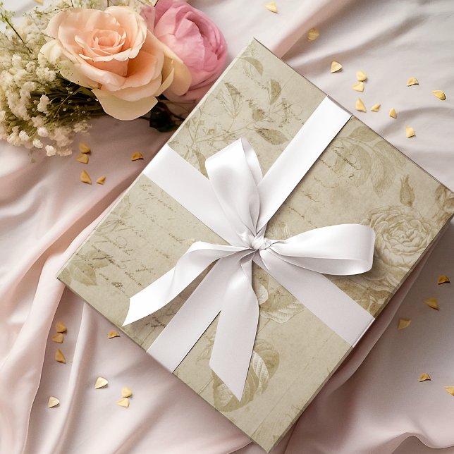 Navidades de flores de época envolviendo papel (Vintage Flowers Christmas Wrapping Paper
)