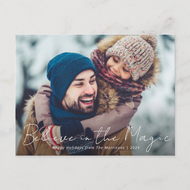 navidades de foto de escritura delgada tarjeta de  (Anverso)