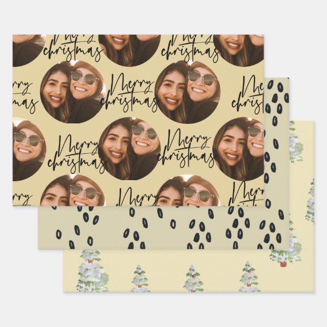 navidades de fotografía beige hoja de papel de env (Set)