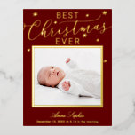 Navidades de fotografía con guión elegante Anuncio<br><div class="desc">Caligrafía cuta,  postal de Navidades de anuncio de nacimiento de bebé. Fácil de personalizar con tus detalles. NOTA: Para obtener ayuda sobre pedidos,  envío,  información sobre productos,  etc.,  póngase en contacto directamente con el servicio de atención al cliente de Zazzle.</div>