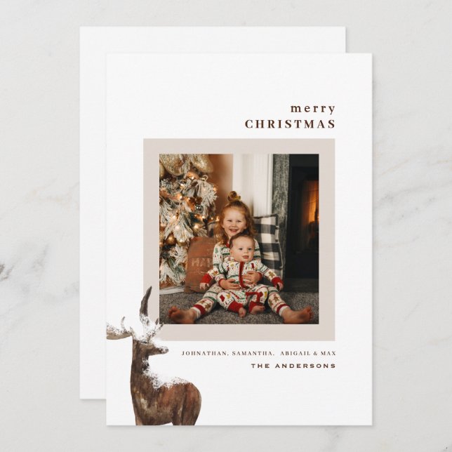 Navidades de fotografía de ciervos de Woodland en  (Anverso / Reverso)