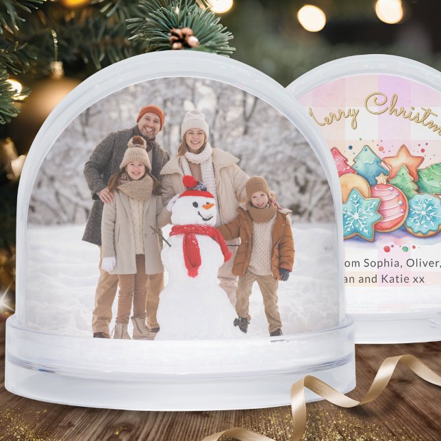 Navidades de fotografía de familia personalizado c (A Christmas snowglobe with cookies design, to personalize with your own photo and message)