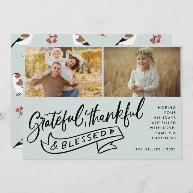 Navidades de fotografía de la familia Boho Bird (Anverso / Reverso)