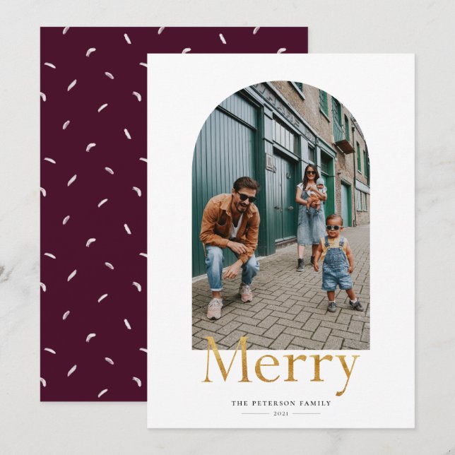 Navidades de fotografía de marco dorado para arcos (Anverso / Reverso)