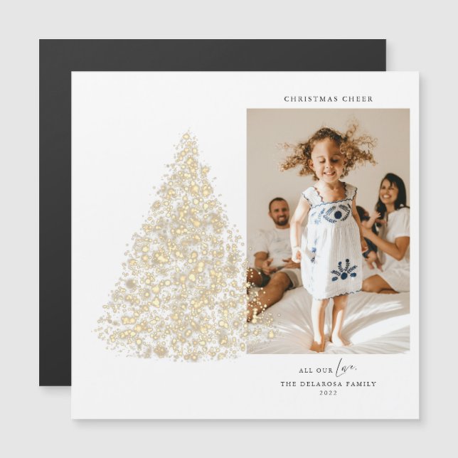 Navidades de fotografía de oro animan tarjeta magn (Anverso/Reverso)