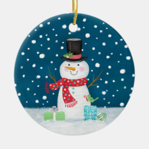 Navidades de fotografía de Snowman ornamento cer
