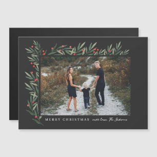 Navidades de fotografía de Winter Greenery Black