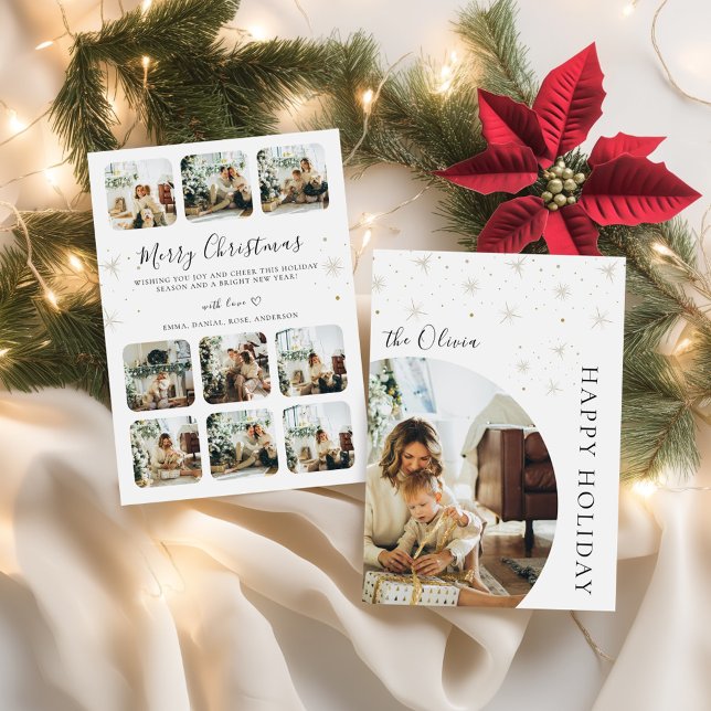 Navidades de fotografía familiar con tarjeta de va (Family Photo Christmas Holiday Card Minimalist)