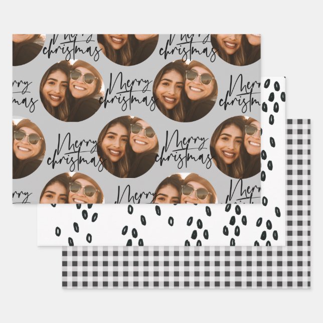 Navidades de fotografía modernos papel de envoltur (Set)