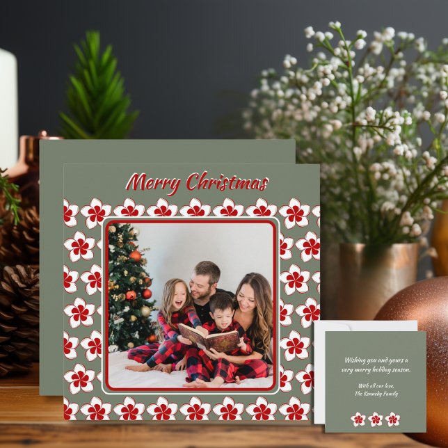 Navidades de fotografía retro Flor blanca y verde  (Subido por el creador)