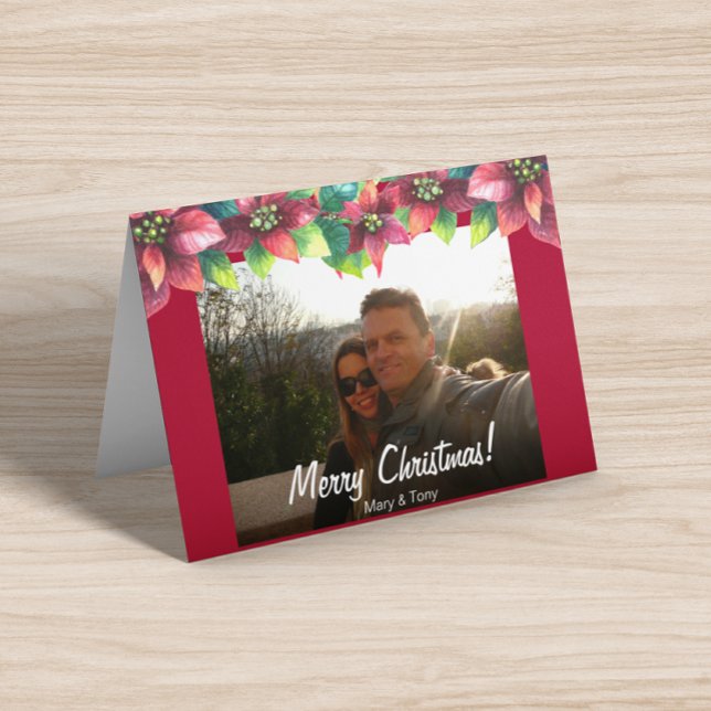 Navidades de fotografía Tarjeta doblada de Poinset (Subido por el creador)