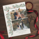 Navidades de fotografía Winter Greenery Ivory 2<br><div class="desc">Esta elegante tarjeta magnética navideña para Navidades de fotografía marfileños 2 de invierno es completamente personalizable. ¿Quieres personalizar aún más? Haga clic en "Editar usando la herramienta de diseño". Este diseño forma parte de una colección. Original acuarela de arte pintada por el diseñador Stacey Meacham.</div>