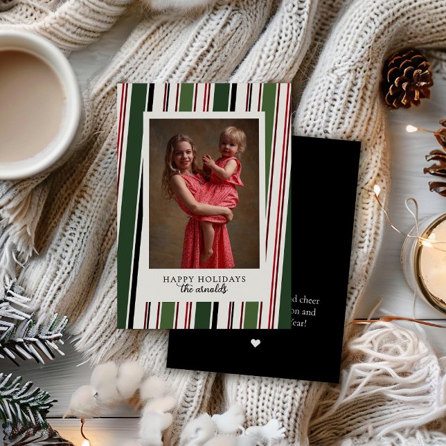 Navidades de fotos de rayas negras y tarjeta de va (Subido por el creador)