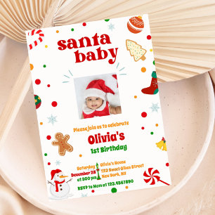 Navidades de fotos de Santa Bebé Invitación al pri