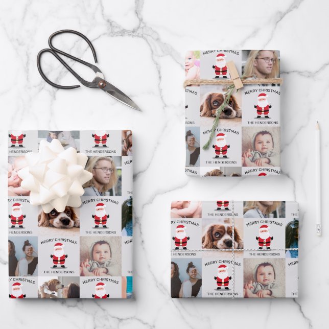 Navidades de fotos de Santa Claus envolviendo hoja (Anverso)