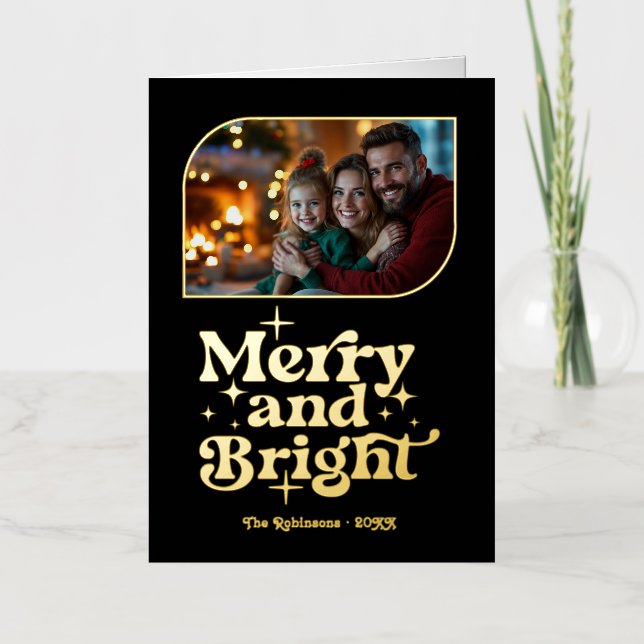 Navidades de fotos en blanco y negro y dorado (Anverso)