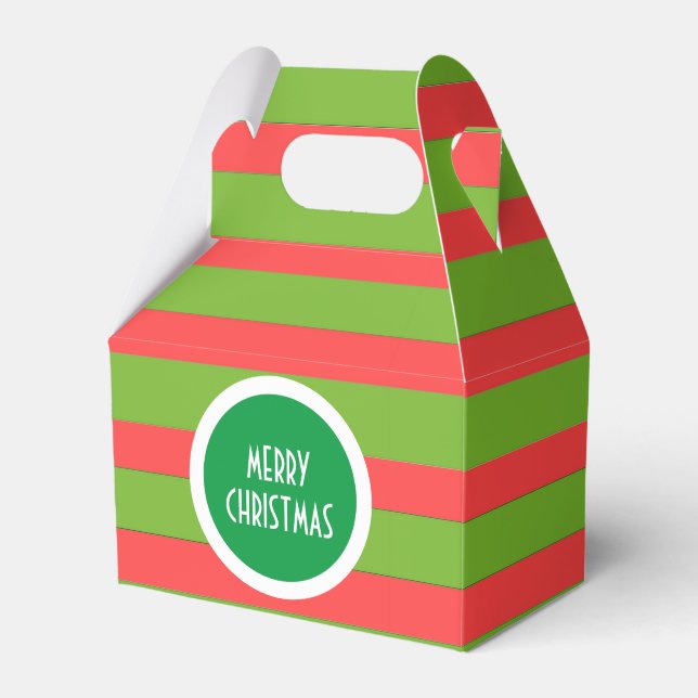 Navidades de franjas verdes y rojas Caja de Favor  (Front Side)