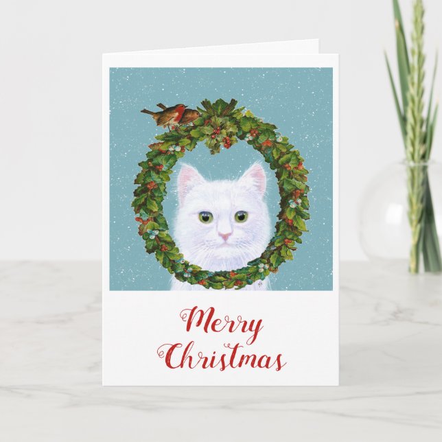 Navidades de gatito lindo con tarjeta de festivida (Anverso)