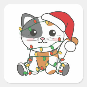 Navidades de gato Animales de invierno Pegatina cu