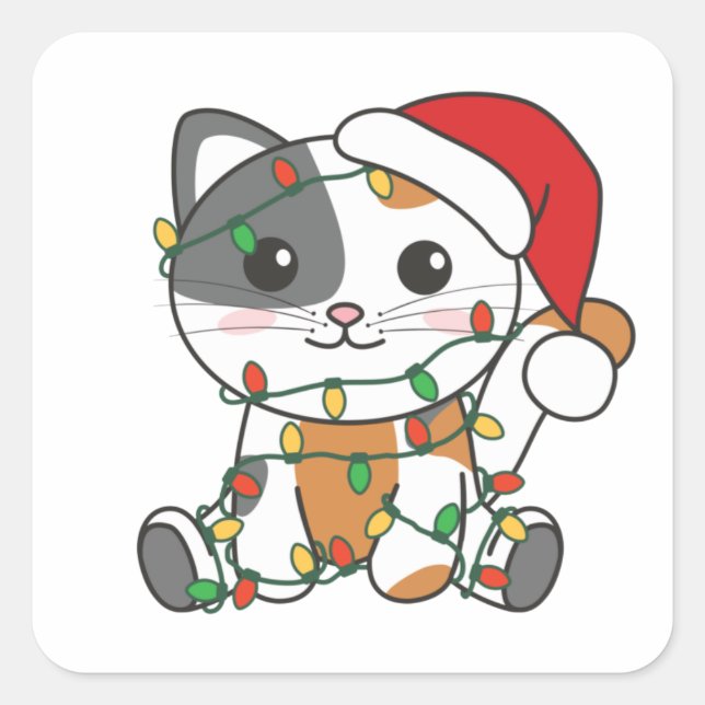 Navidades de gato Animales de invierno Pegatina cu (Anverso)