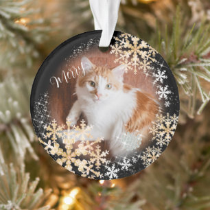 Navidades de gato mascota Ornamento de oro negro