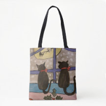 Navidades de gato negro apretan bolsa de tocador