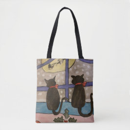 Navidades de gato negro apretan bolsa de tocador