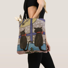 Navidades de gato negro apretan bolsa de tocador