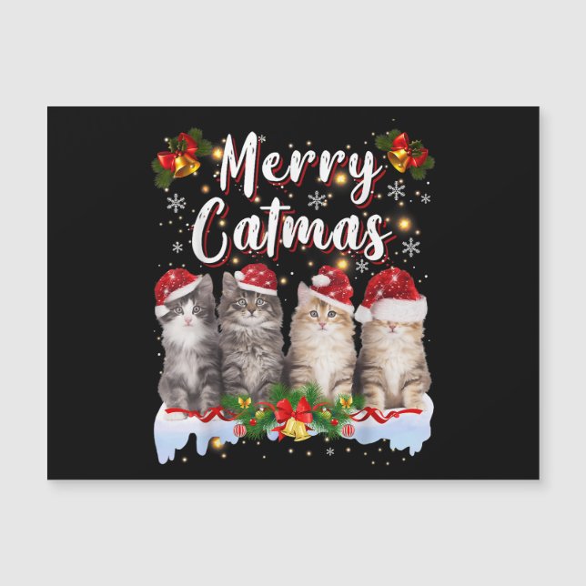 Navidades de gato Santa Hat Graciosa Feliz Navidad (Anverso)