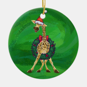 Navidades de Giraffe Ornamento cerámico