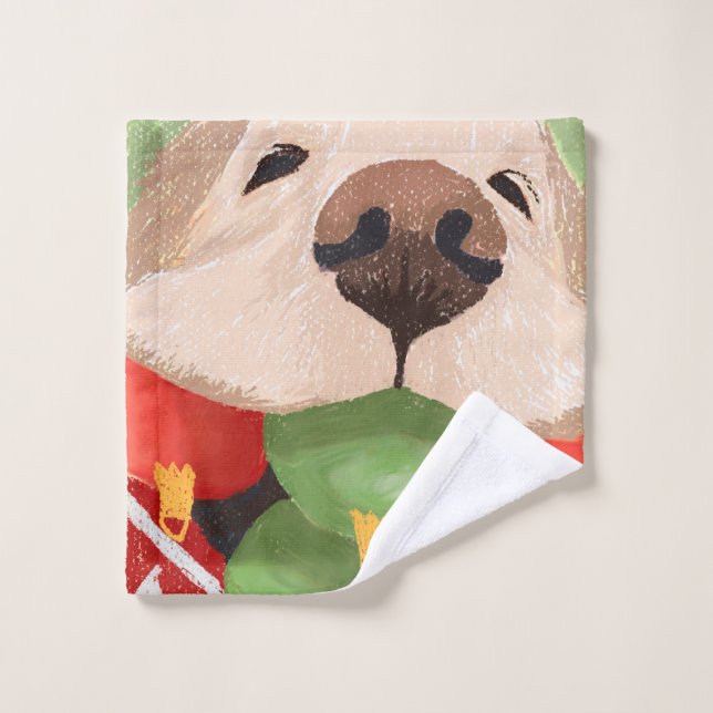 Navidades de Golden Retriever golpean a Mouth Funn (Toallita)