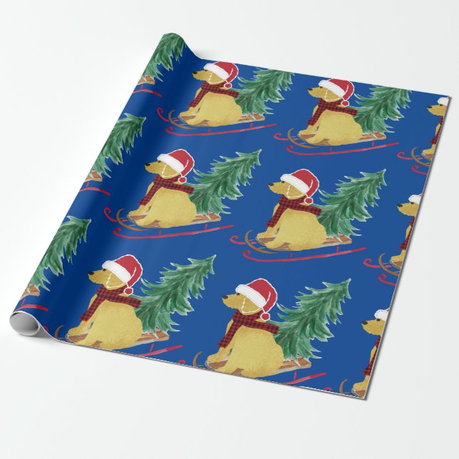 Navidades de Goldendoodle llevan papel de envolvim (Desenrollado)