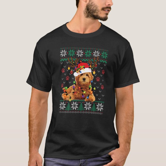 Navidades de Goldendoodle Perro suéter Feo Navidad (Anverso)